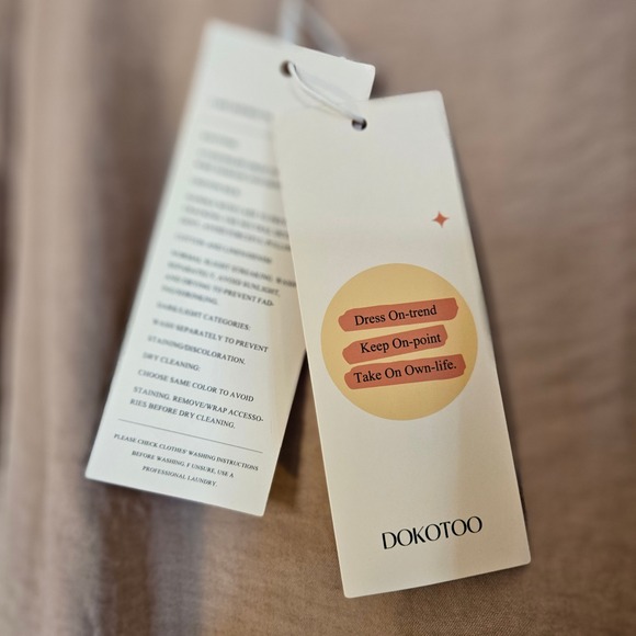 Dakatoo Tan 2 pc Outfit Puff Sleeveless Top Drawstring Waist Wide Leg Pant NWT - Picture 11 of 14